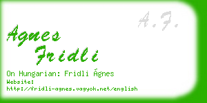 agnes fridli business card